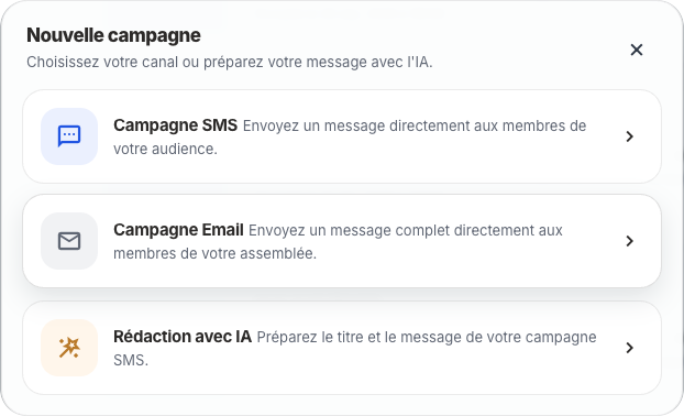 Capture du module Communication evischurch