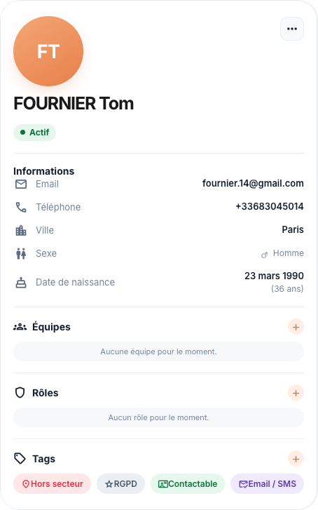 Fiche membre du module Communauté evischurch